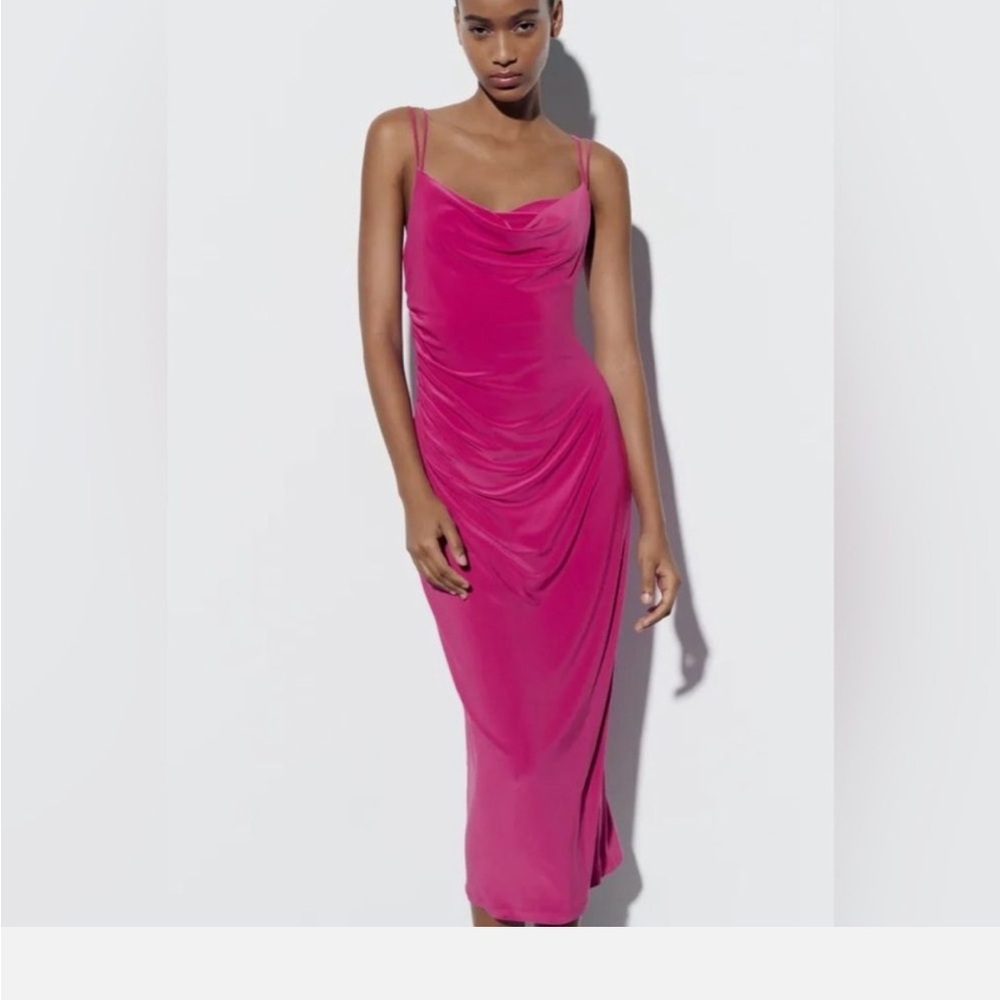 Zara Fuchsia Draped Dress